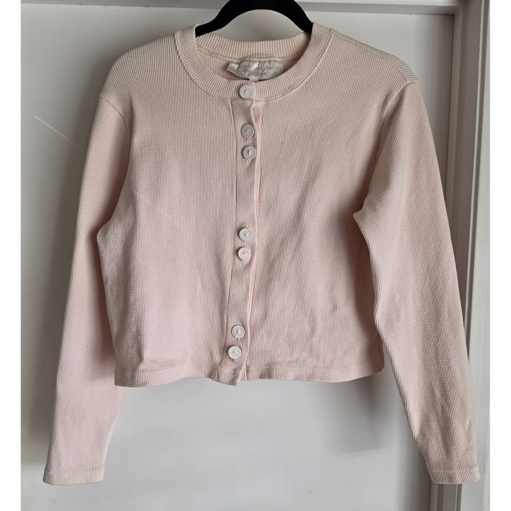 Vintage Tracy Feith Women's Cardigan 2‎ Long Sleeve Pink Sweater Soft Feminine